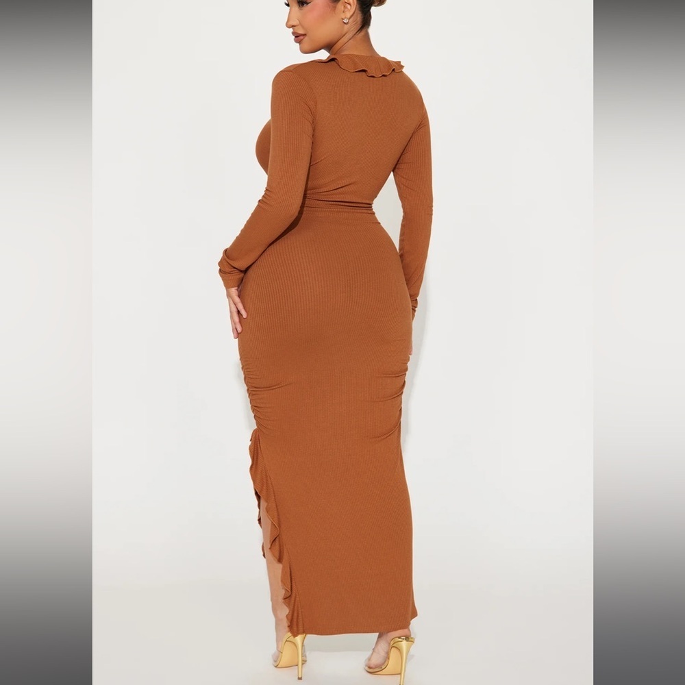 Elegant Ruffled Orange Dress - Picture 5 of 5